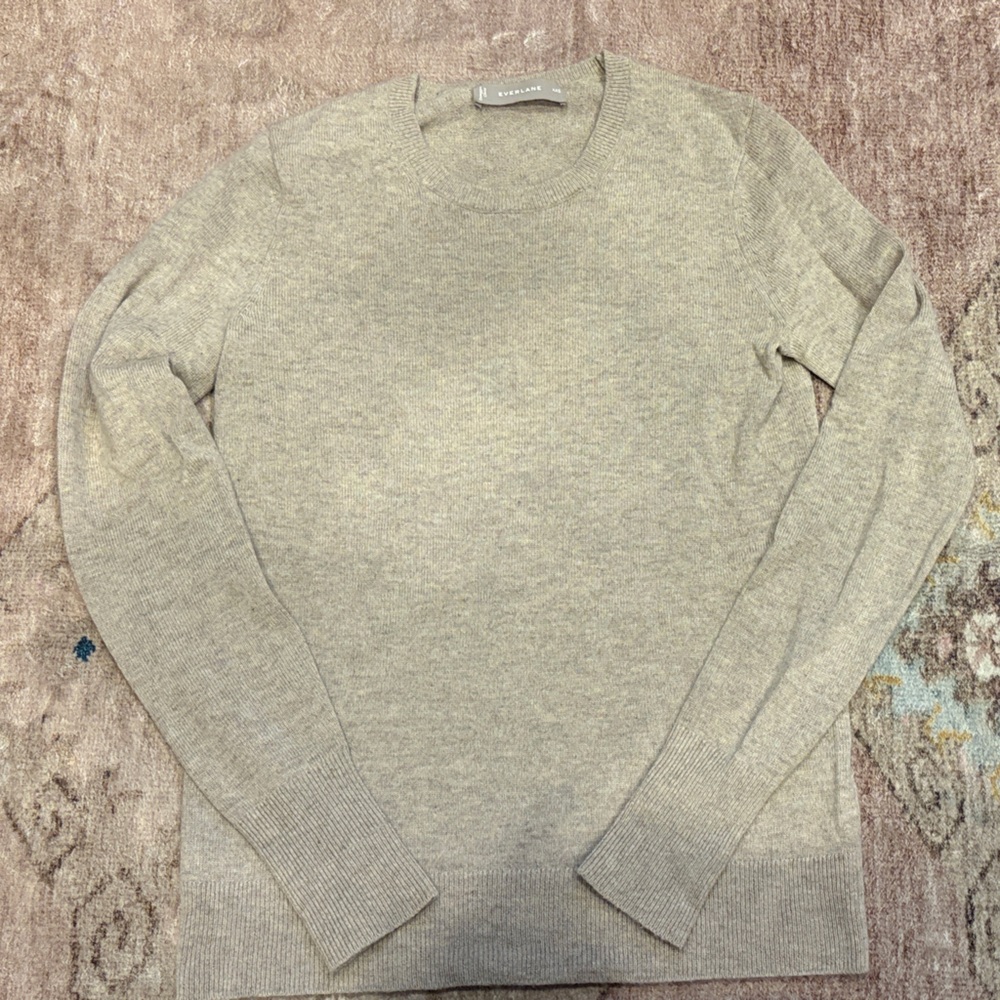 Everlane Womens Taupe Cashmere Crewneck Sweater XXS